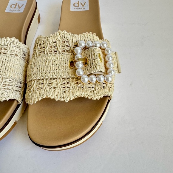 Dolce Vita Caster Sandals Pearl Beachy Coastal Slip On Shoes Platform Womens 8.5 - Picture 4 of 13